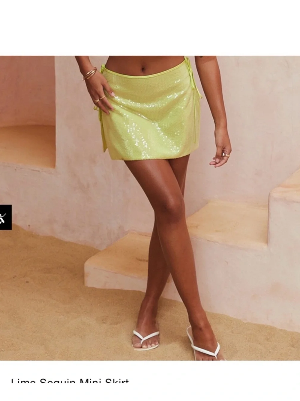 Women's Lime Sequin Mini Skirt & Corset top - Picture 4 of 4